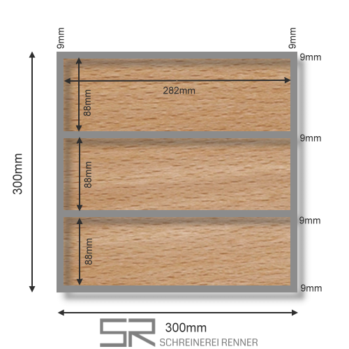 Besteckeinsatz für Schubladen mit geraden Zargen. Buche. *Sondermaß*