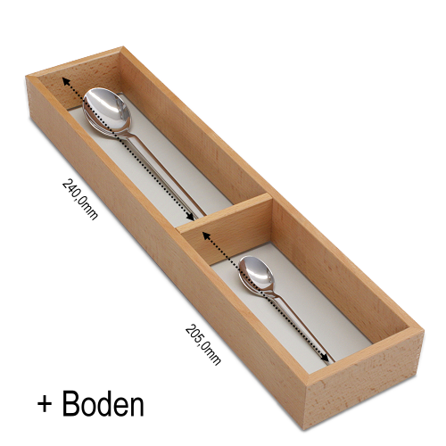 Besteckelement mit 2-Facheilteilung. Inkl. Maßanpassung und Boden. Buche.