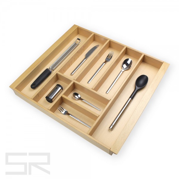 Besteckeinsatz für Schubladen mit schrägen Zargen. Buche. *Tiefenkürzung*