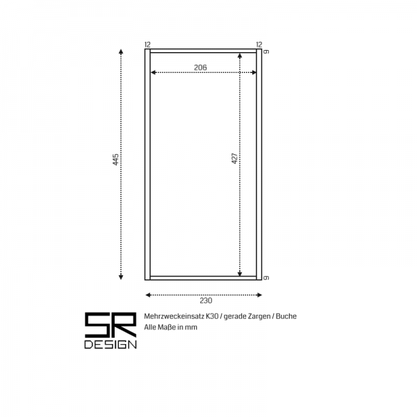 Mehrzweckeinsatz K30 für gerade Zarge. Buche.
